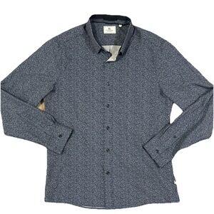 7 Diamonds Nolan Medium 4‎ Way Stretch Woven Long Sleeve Button Up Blue Shirt